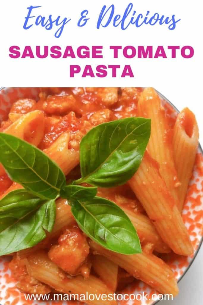 Sausage tomato pasta Pinterest pin