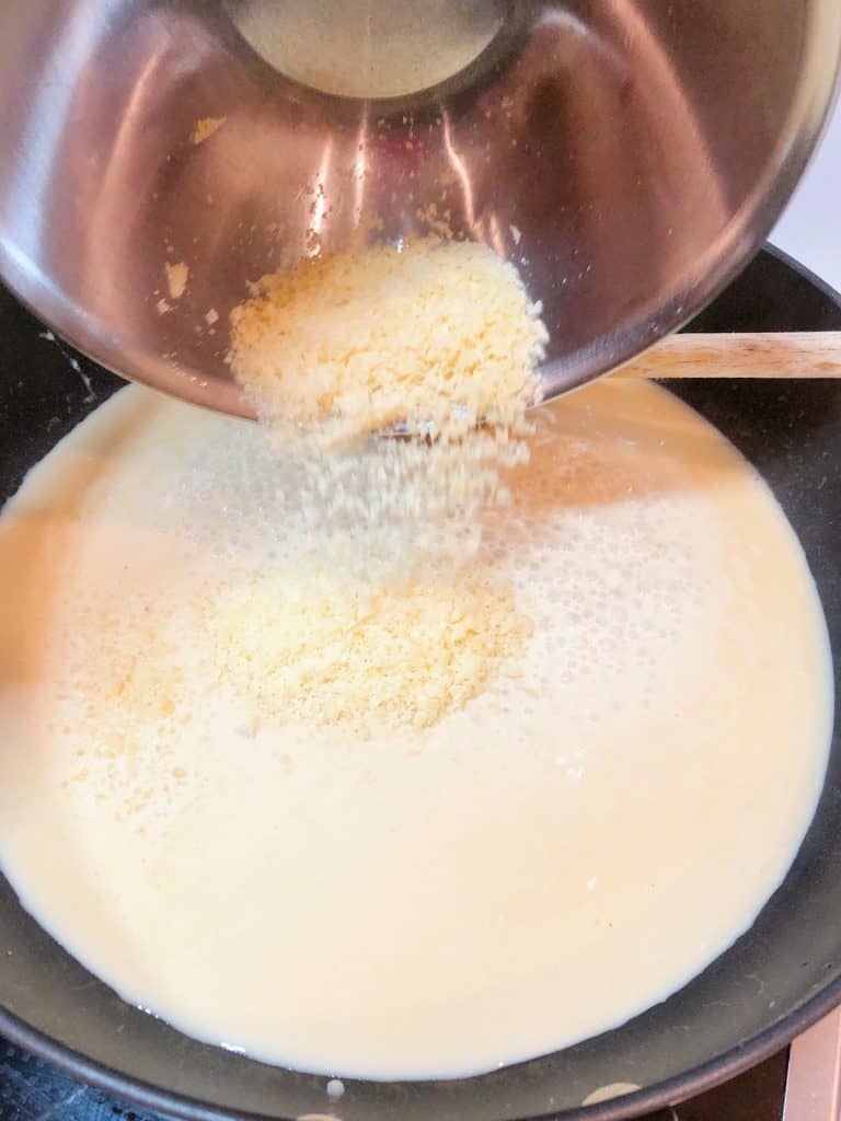 Adding parmesan to alfredo sauce