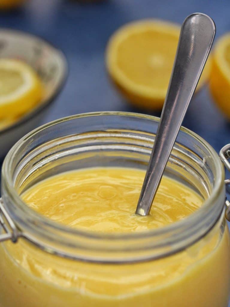 Thermomix Lemon Curd in Jar with spoon
