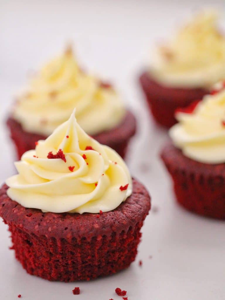 Red Velvet Cupcake on a table.