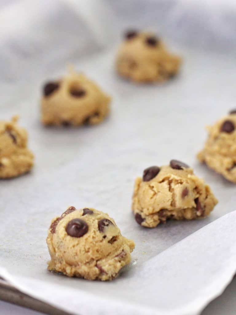 Thermomix Choc chip cookie dough on baking tray