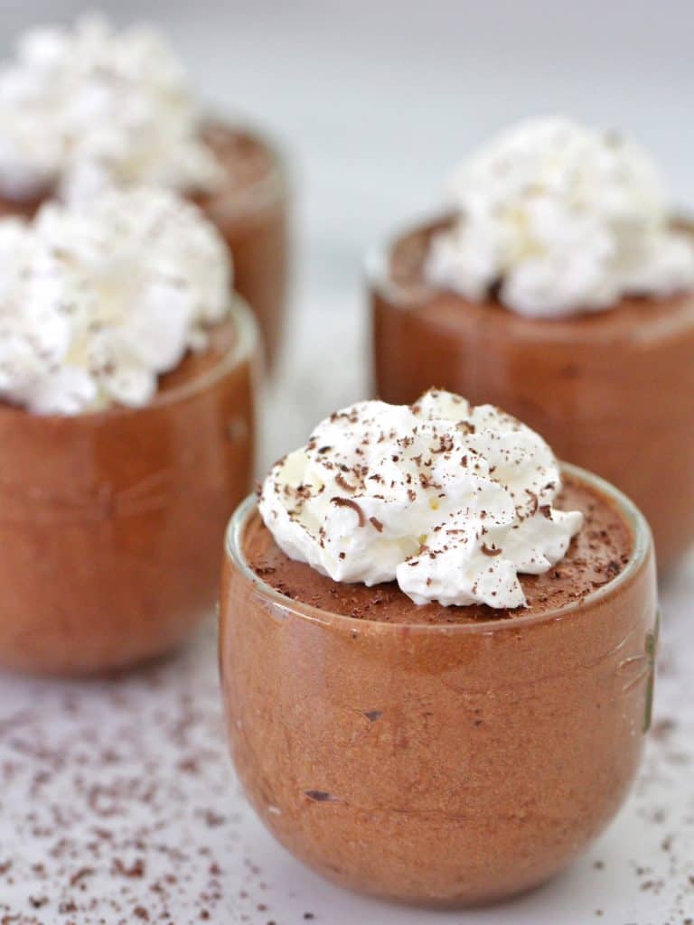 Thermomix Chocolate Mousse in cup with whipped cream
