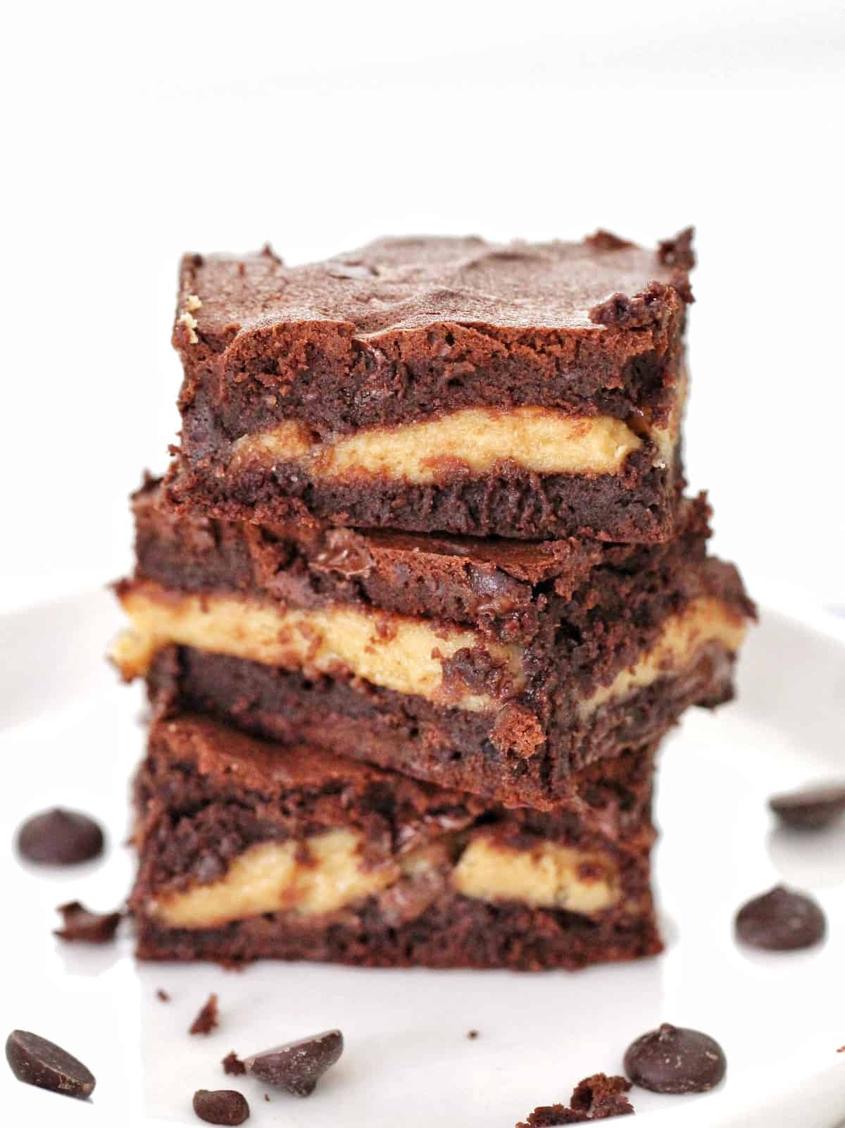Stack of Thermomix peanut butter brownies