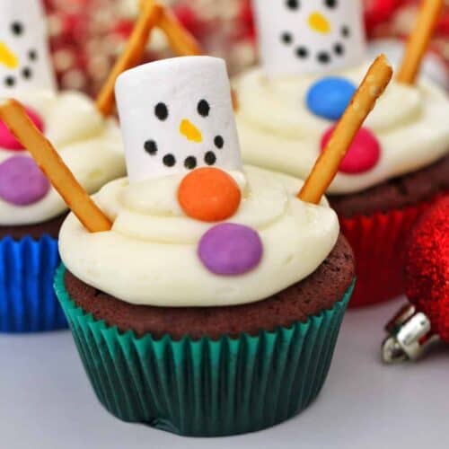 Melted Snowman Cupcakes.