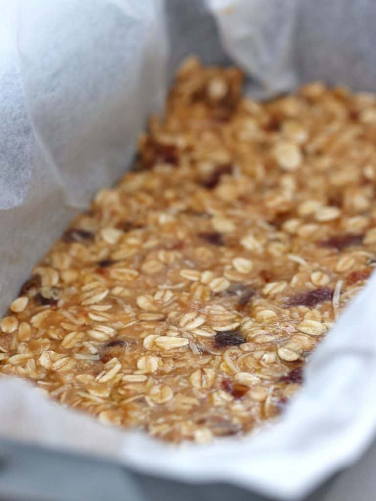 Date and oats on a loaf tin 
