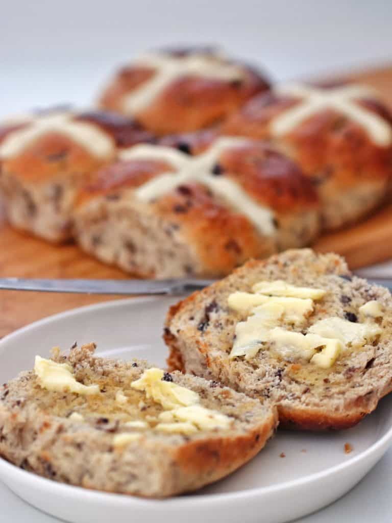 Toasted Hot cross bun with butter