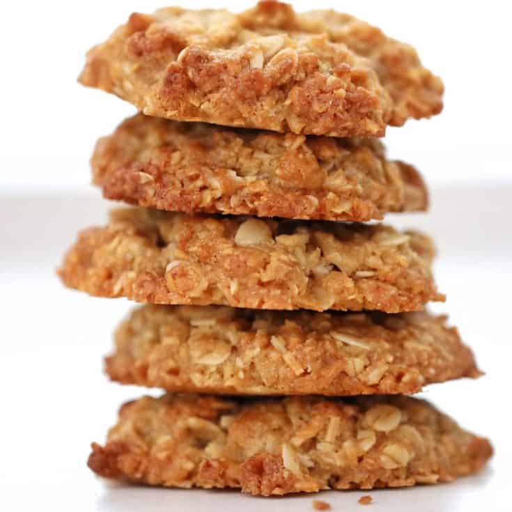 Stack of Thermomix Anzac Biscuits