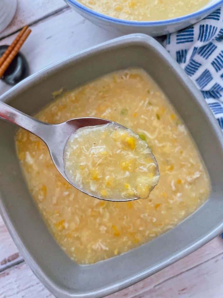 Spoon with Thermomix Chicken Corn Soup 