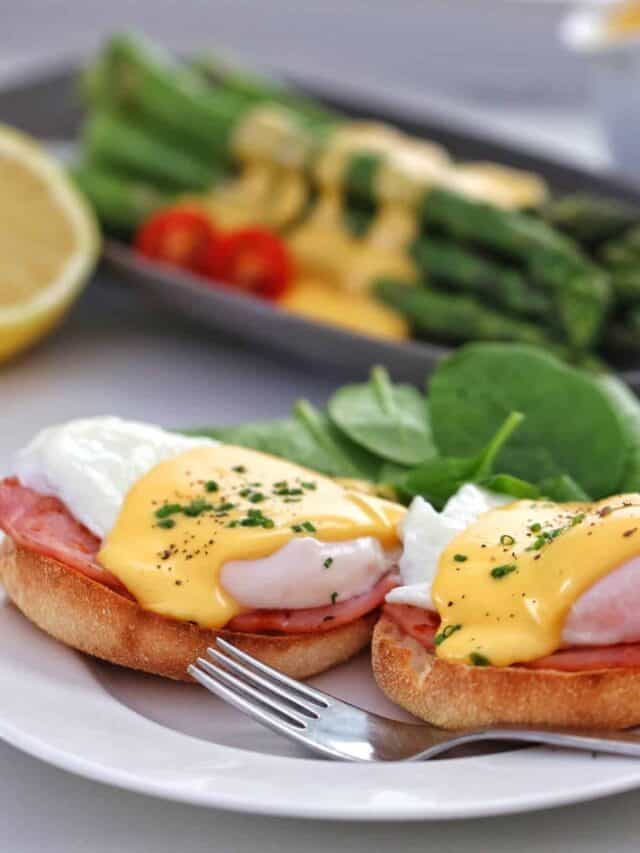 Thermomix hollandaise sauce on eggs benedict.