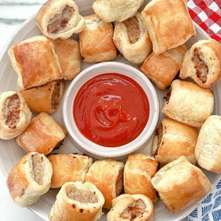 Thermomix Sausage Rolls on plate