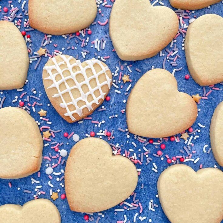 Thermomix Sugar Cookie Hearts with sprinkles