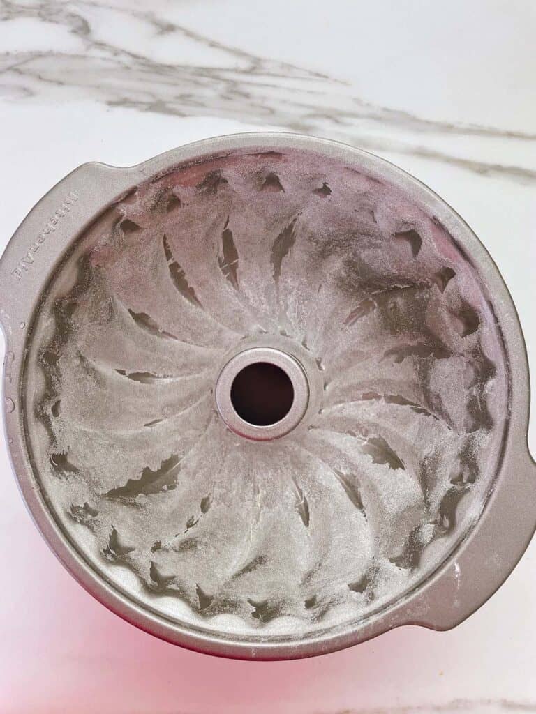 Bundt tin greased and floured