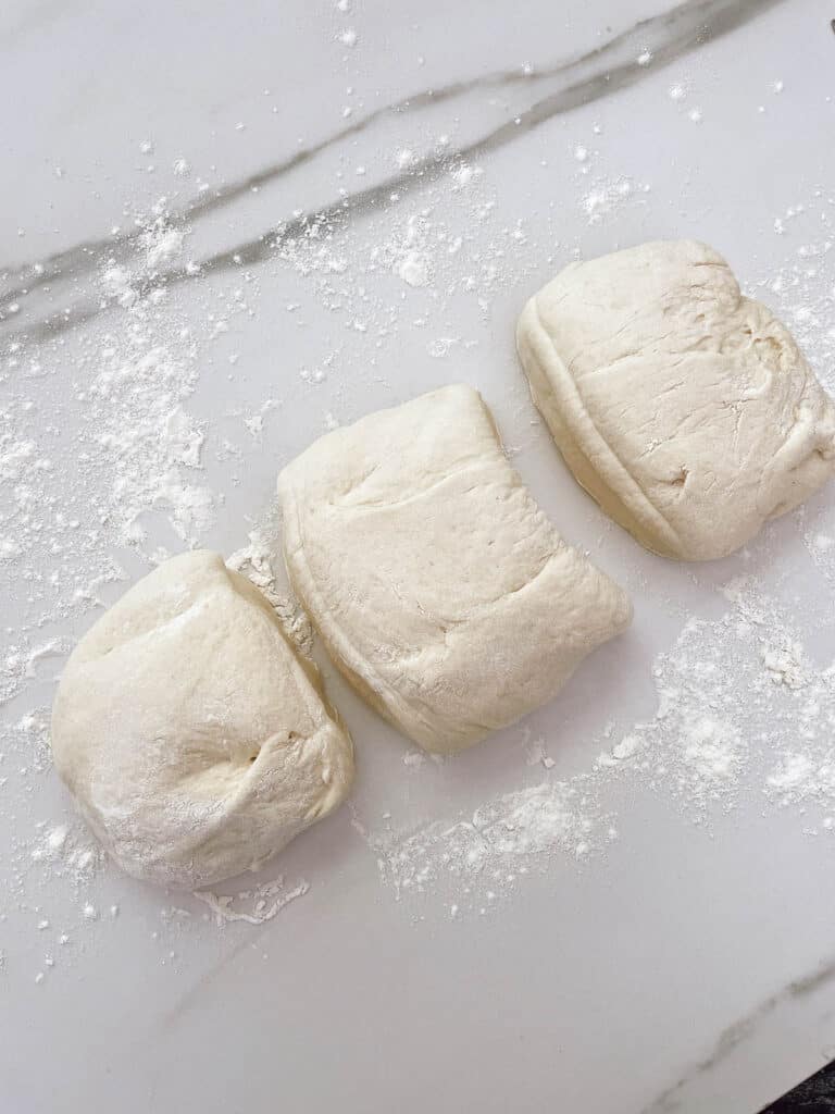 bread dough dividing on equal portion