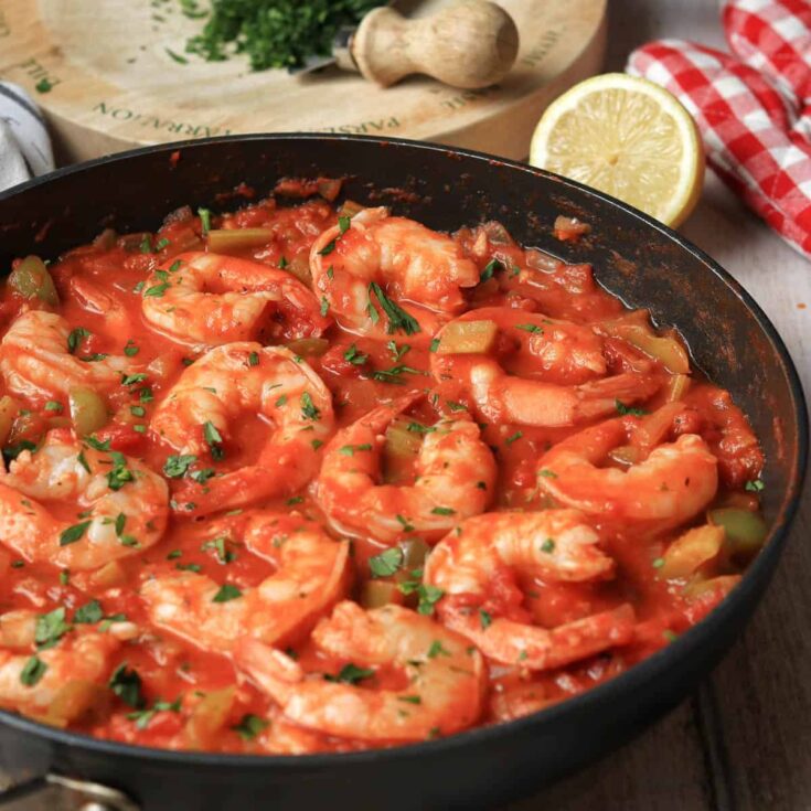 Shrimp Creole in a pan
