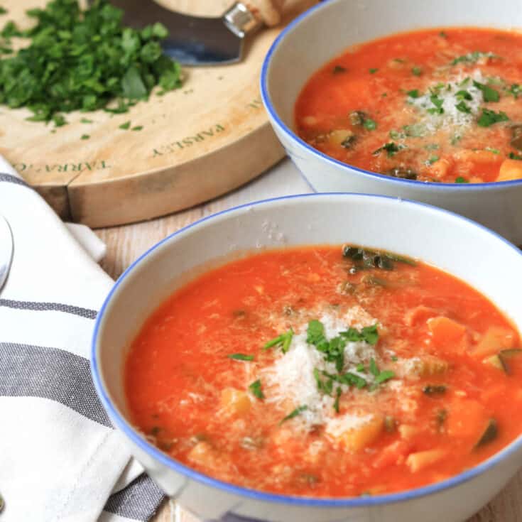 Thermomix Minestrone soup in bowls