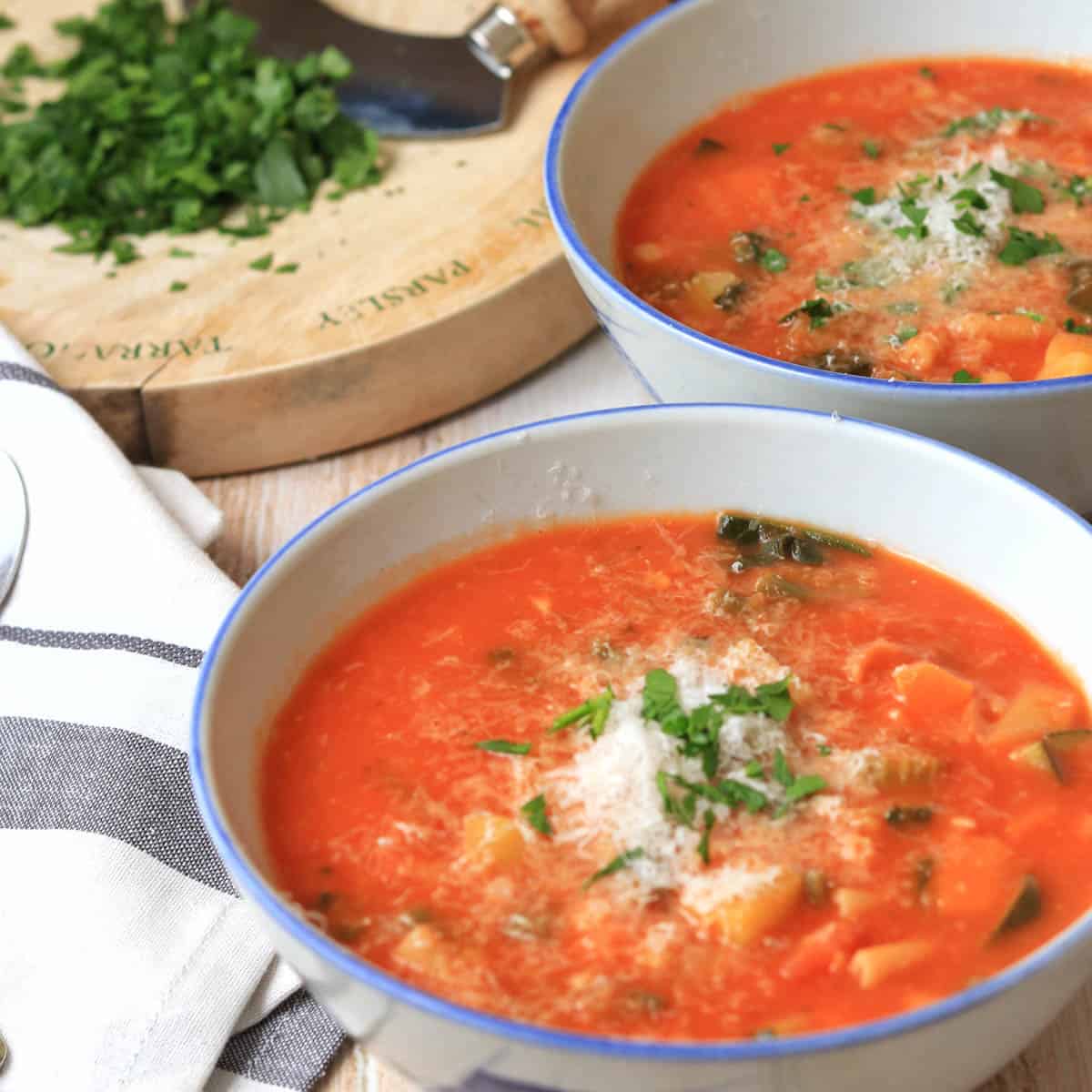 Thermomix Minestrone soup in bowls