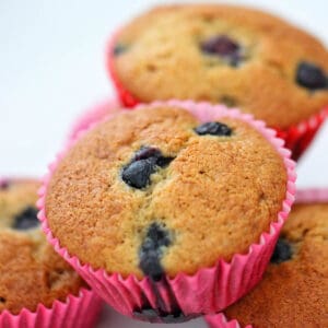 Stack of Thermomix Blueberry Muffins