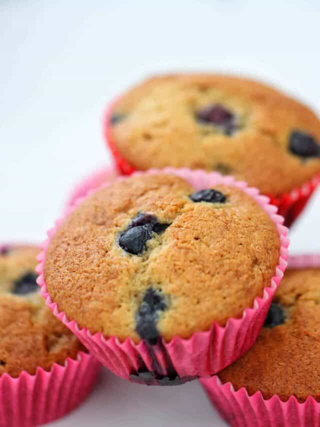 Stack of Thermomix Blueberry Muffins