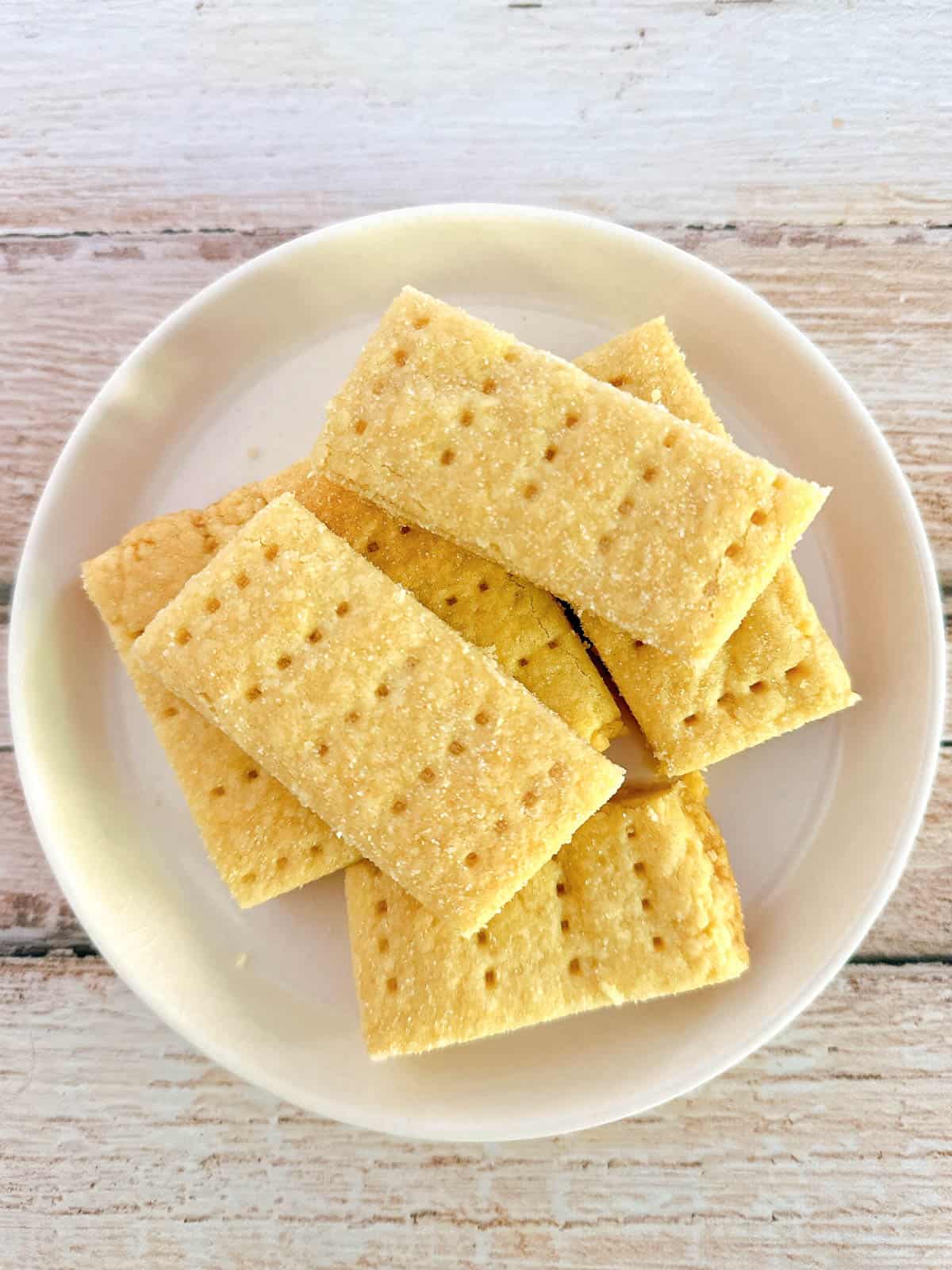 Thermomix Shortbread fingers on a plate. 
