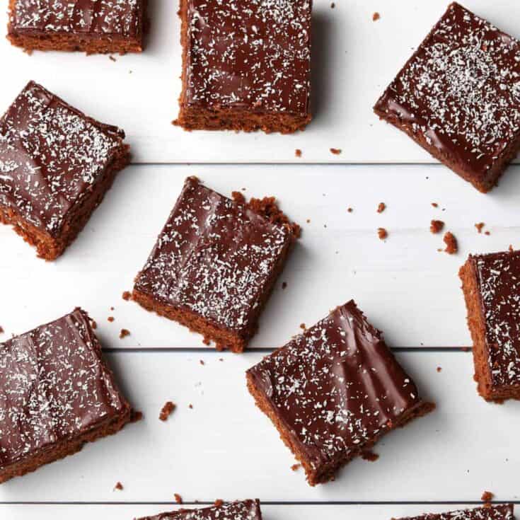 Thermomix Weetbix Slice slices on a table.