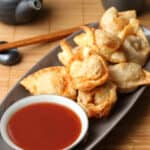 Crispy wontons on a plate.