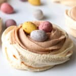 Easter Meringue Nest with mini eggs.