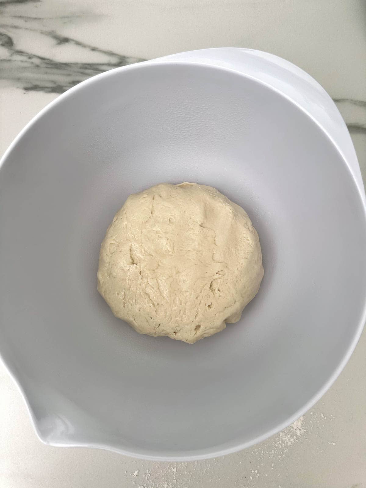 Thermomix dough in a bowl prior to proofing. 