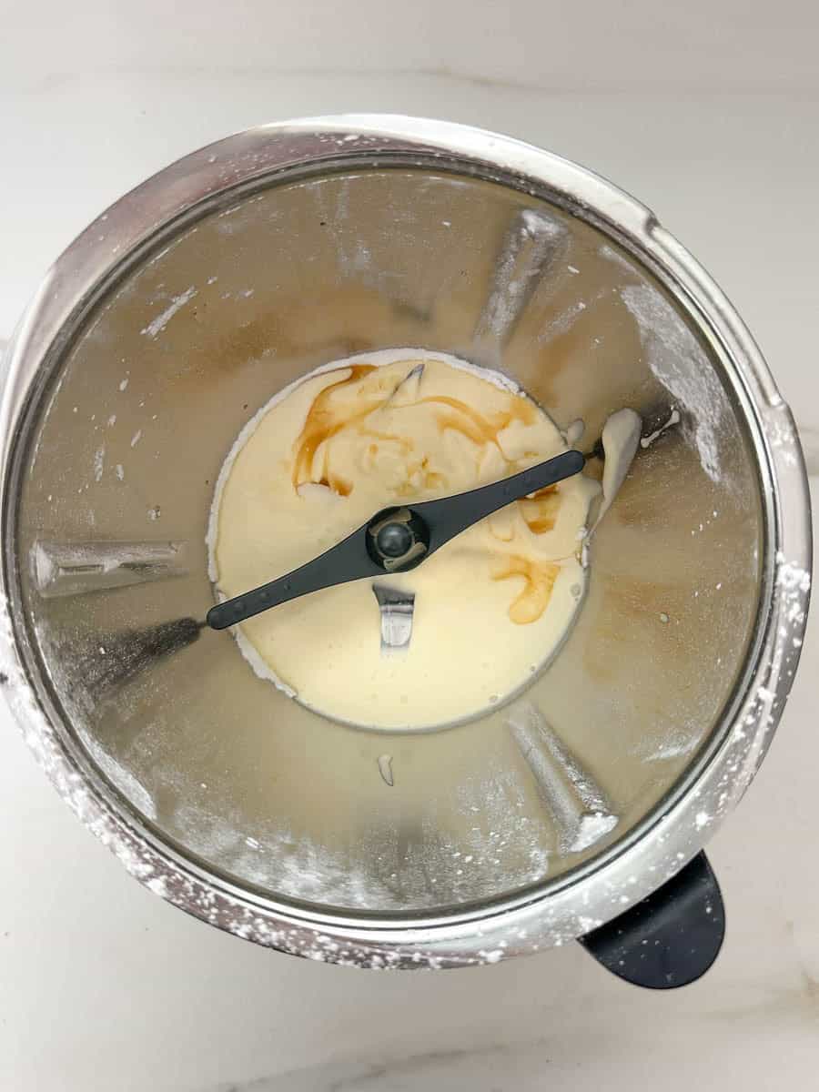 Thermomix Tiramisu filling ingredients in the Thermomix bowl. 