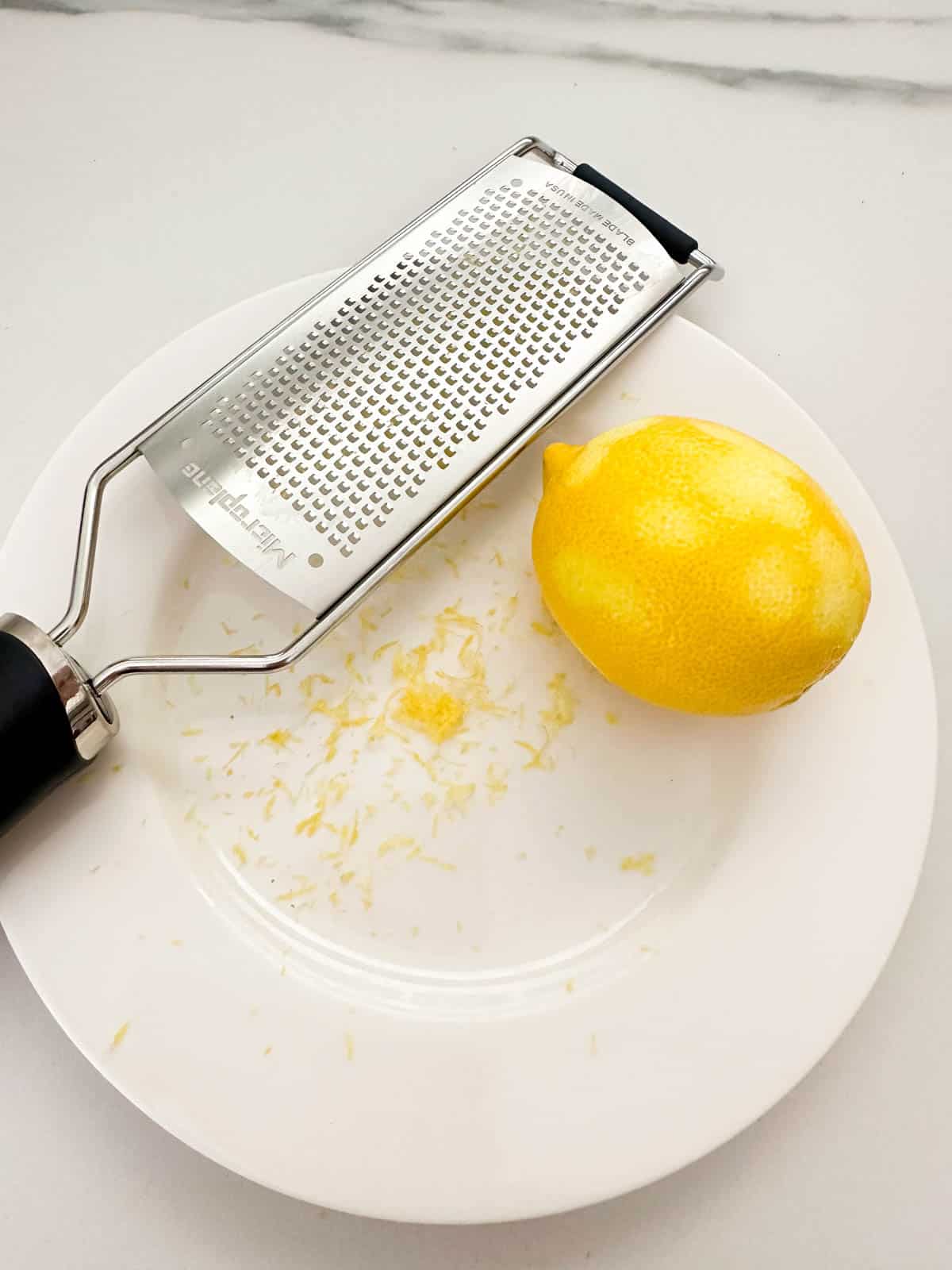 Zesting a lemon.