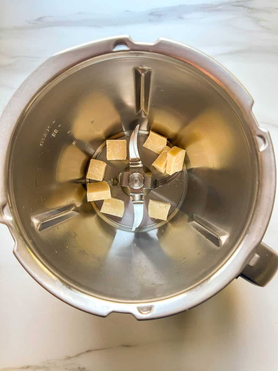 Parmesan in the Thermomix bowl. 
