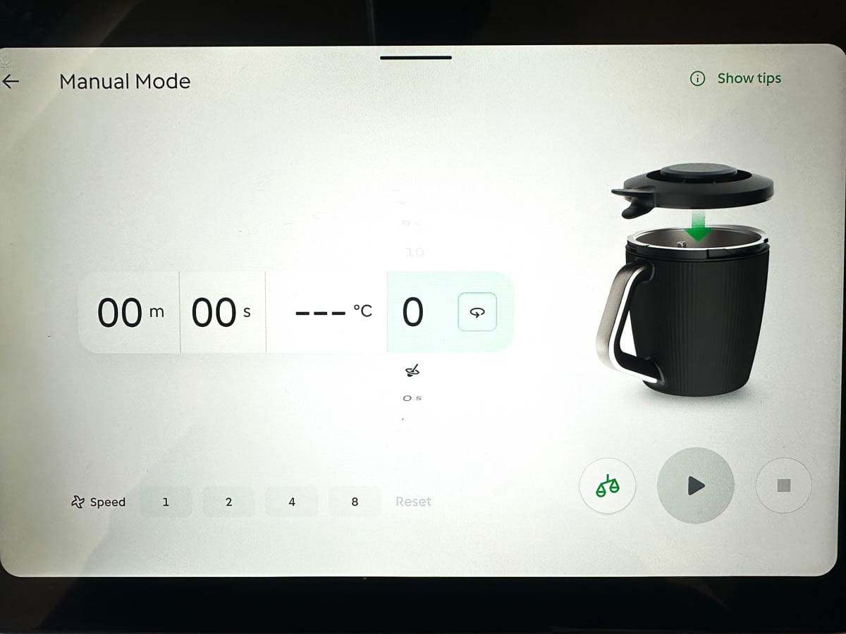 TM7 Screen showing Reverse Mode.