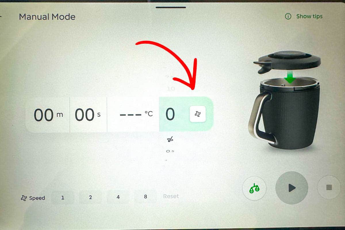 TM7 screen showing how to use reverse mode.