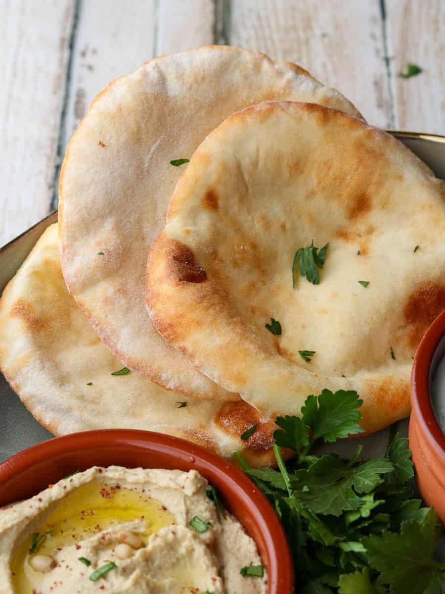 Air fryer flatbreads close up.