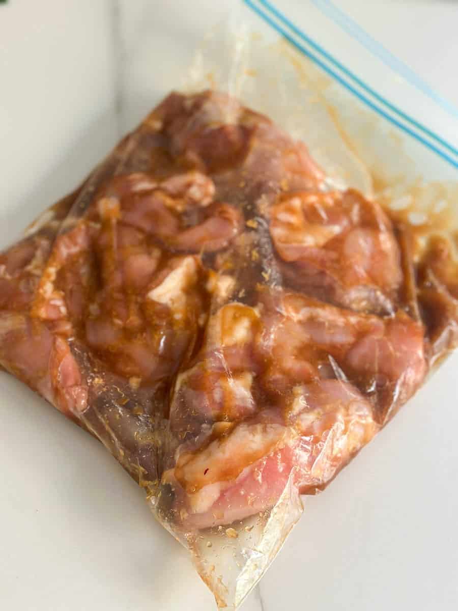 Marinating chicken for Vietnamese Air Fryer Lemongrass Chicken.