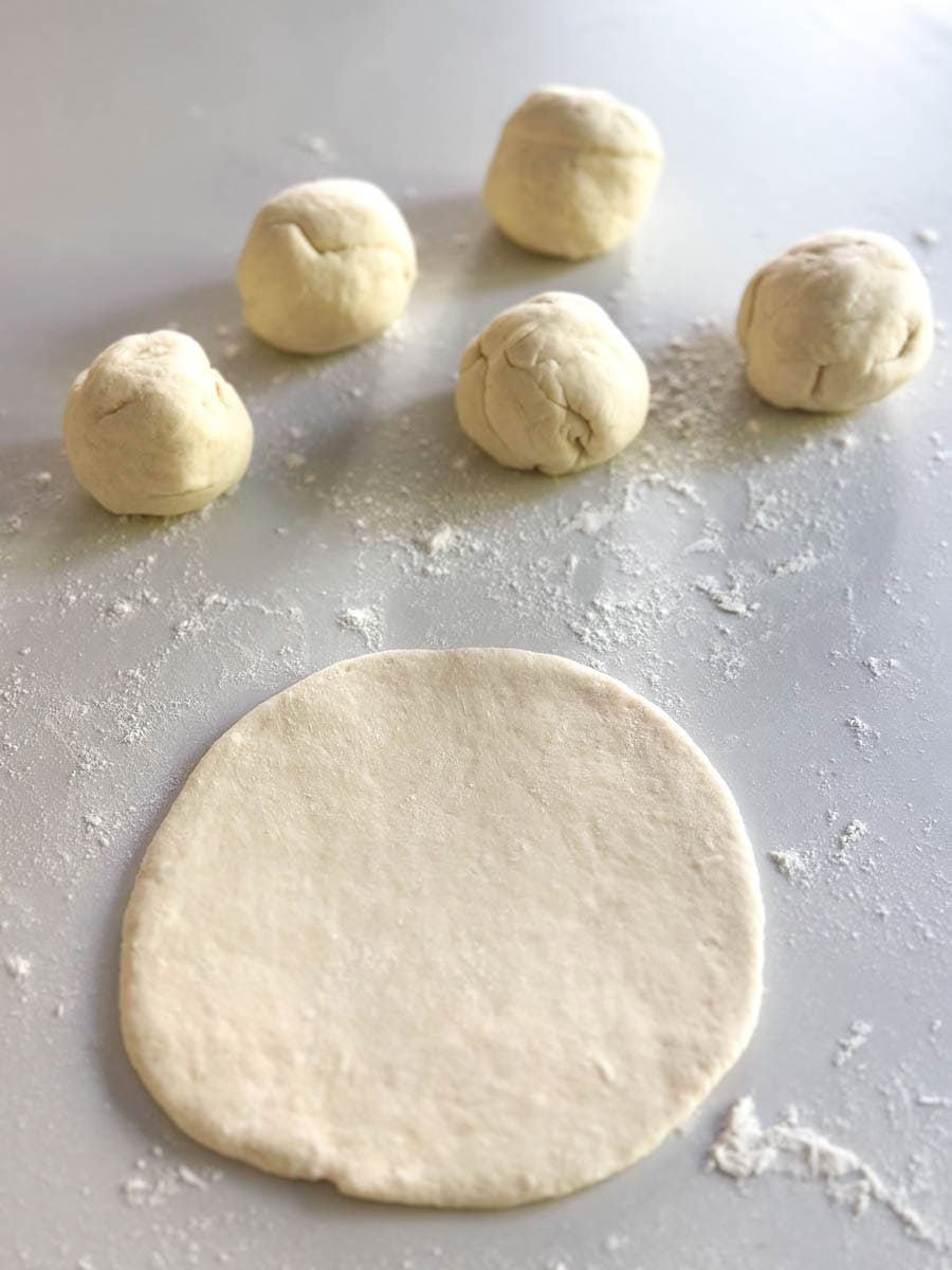 Rolling dough for Air fryer flatbreads.