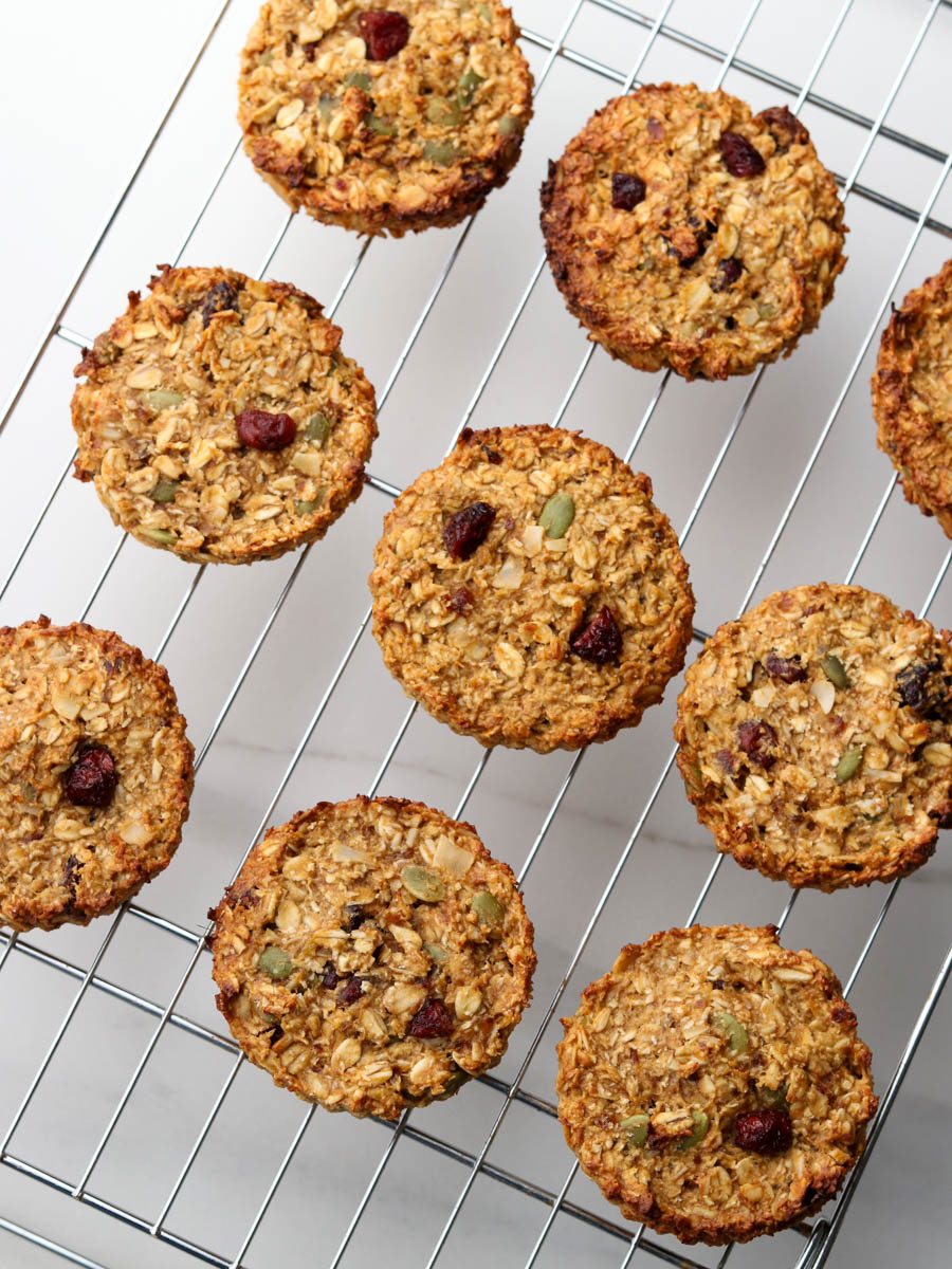 Thermomix breakfast cookies cooling on a rack. 